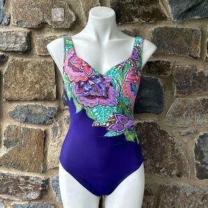 Miraclesuit Escape Slimming Onepiece Swimsuit in Paisley Print/Indigo Size 8
